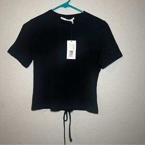 PROENZA SCHOULER WHITE LABEL KEYHOLE T-SHIRT BLACK SIZE SMALL